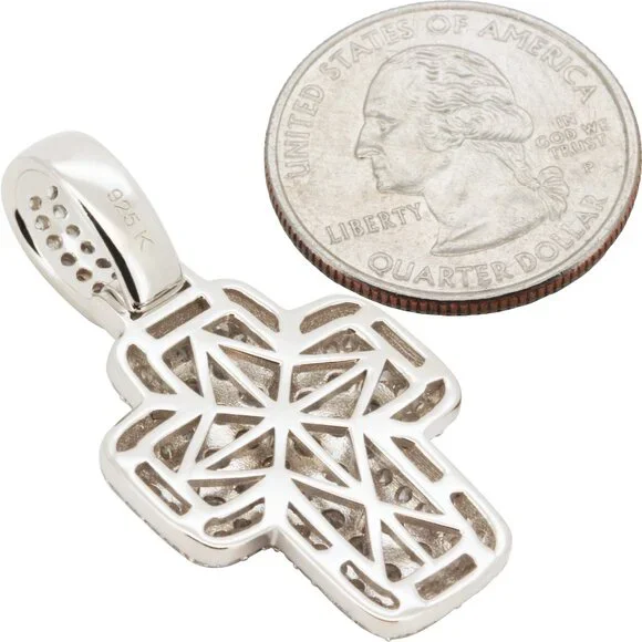 925 Sterling Silver 14k Gold Vermeil AAA Cubic Zirconia Cross Pendant